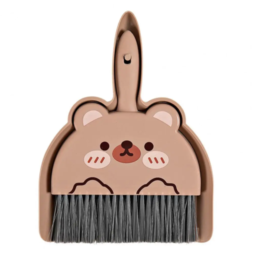 Mini koště s lopatkou 23 x 18 cm Hnědý medvěd s kresleným obličejem Roztomilá sada na úklid PP PET Kompaktní design pro domácnost Mini koště s lopatkou 23 x 18 cm Hnědý medvěd s kresleným obličejem Roztomilá sada na úklid PP PET Kompaktní design pro domácnost