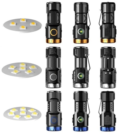 Mini lanternă LED reîncărcabilă S-521 8,1 × 3,1 × 3,1 cm USB-C magnet clip 6 moduri lumină laterală portabil EDC