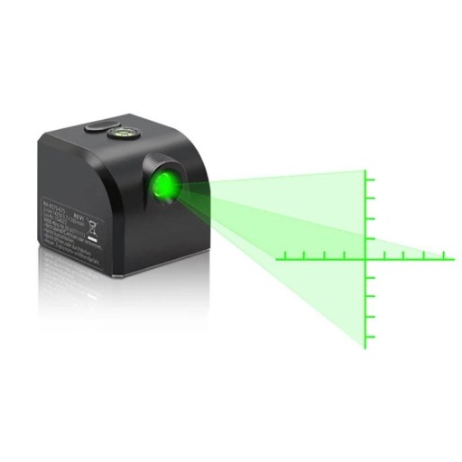 Mini laser vattenpass Grön laser Korslinje med skala Räckvidd 3–30 m 40 x 35 x 38 mm Magnet och libella Svart För hemmabruk