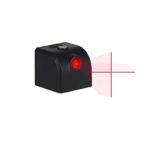 Mini laserová vodováha Červený laser 650 nm Křížová linie Dosah 3–30 m 40 x 35 x 38 mm Magnet a vestavěná libela Černá Na domácí použití