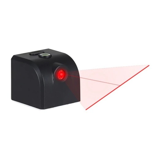 Mini laserová vodováha Červený laser 650 nm Vodorovná linie Dosah 3–30 m 40 x 35 x 38 mm Magnet a vestavěná libela Černá Na domácí použití