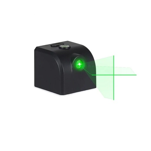 Mini laserová vodováha Zelený laser Křížová linie Dosah 3–30 m 40 x 35 x 38 mm Magnet a vestavěná libela Černá Na domácí použití