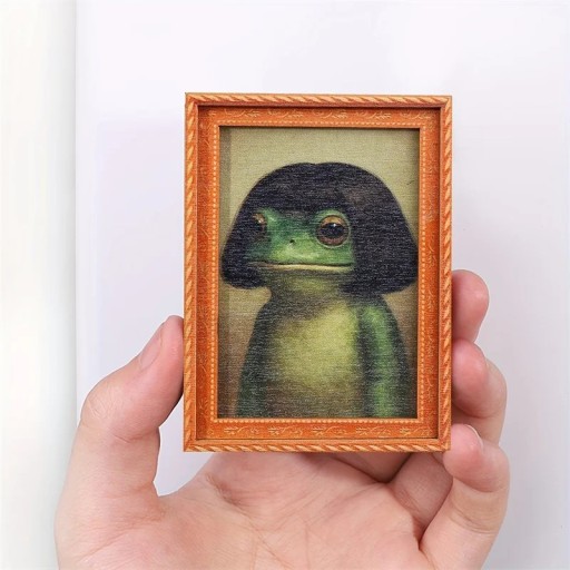 Mini magneetti sammakon muotokuva 8x6 cm koristeellinen magneetti jääkaappiin kuva sammakosta kehystetty vihreä ruskea retro tyyli muistiinpanojen kiinnittämiseen