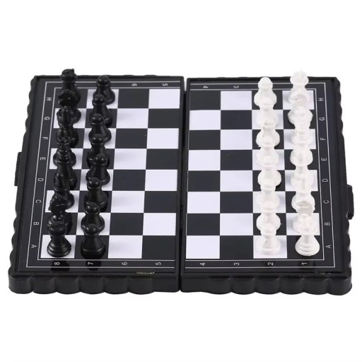 Mini magnetisk sort skak 13 x 14 x 1,7 cm foldbart plastik skakbræt bærbart rejsebrætspil kompakt skaksæt til børn og voksne