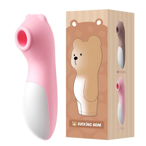 Mini mujeriego rosa de 13 cm con forma de osito, 2 intensidades de succión, 10 modos de succión, resistente al agua, pilas no incluidas, embalaje discreto