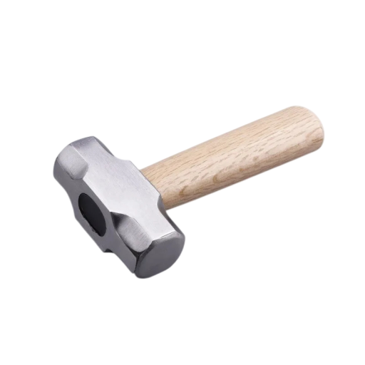 Mini osmihranné kladivo krátká rukojeť 16,5 cm ocelová hlava masivní dřevo stříbrno přírodní pro kutily a dílenské práce