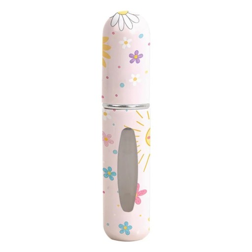 Mini parfumaattori, jossa on läpinäkyvä ikkuna 5 ml kompakti täytettävä suihkepullo 8.2×1.52 cm vaaleanpunainen kukkakuviolla matkalle