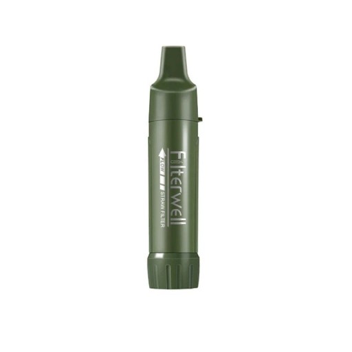 Mini Portable Water Filter 4000 L Capacity 14×3 cm ABS Food-Grade Plastic Green for Camping Survival and Outdoor Use