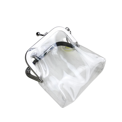 Mini portofel transparent impermeabil 12 cm Plastic Cu clips Compus pentru monede, chei și mărunțișuri în geantă