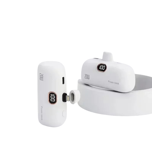 Mini powerbanka 5000 mAh pro iPhone Rychlé nabíjení 15 W Připojení bez kabelu přes konektor Lightning Digitální displej Do kapsy