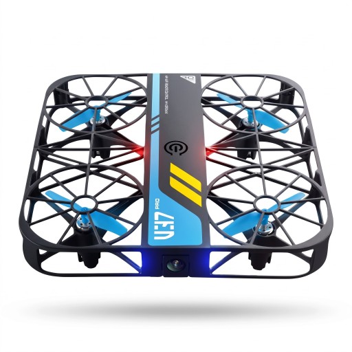 Μίνι RC drone V37 με κάμερα 8K Ανθεκτικός σε πτώσεις και κρούσεις Προστατευτικό πλαίσιο 360° 11 x 11 x 4 εκ Μαύρος με μπλε έλικες Για αρχάριους