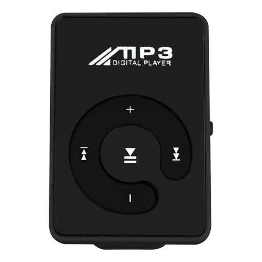 Mini reproductor MP3 negro con clip para ropa y carga USB, ranura para microSD de hasta 16 GB, reproductor de música Walkman portátil de 4,2 x 2,9 x 1,4 cm