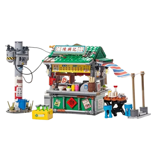 Mini restaurant 21,5 x 9 x 11 cm Creatieve bouwset van plastic Gedetailleerd model met interieur Keuken Meubilair Miniatuurhuisje voor kinderen en verzamelaars