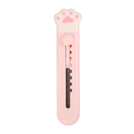Mini rezací nôž 9,2 cm s motívom pacičky Ružová Biela Čierna Farba Roztomilý kancelársky nôž na papier Obaly Školské potreby Bezpečné prevedenie