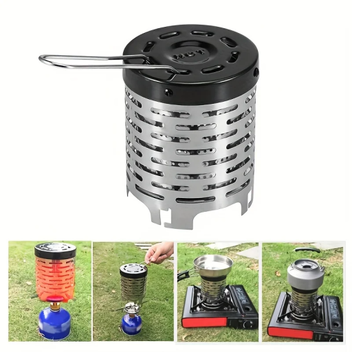 Mini roestvrijstalen gasverwarmer 14,5 x 12 cm draagbare patroonverwarmer buitenkampeerverwarmer compacte gasverwarmer