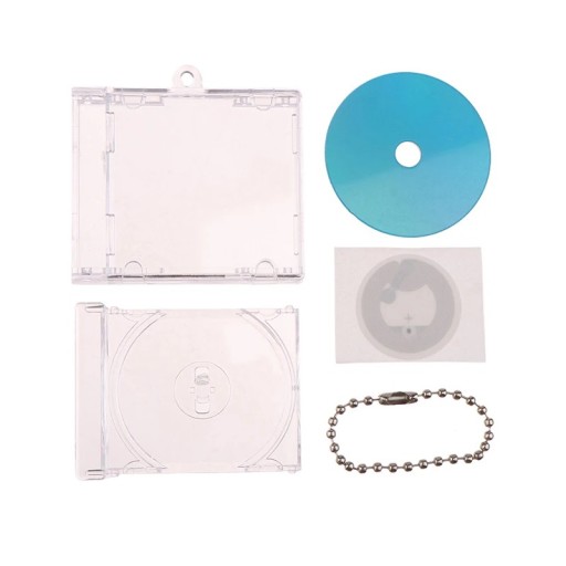 Mini Schlüsselanhänger mit CD-Hülle und funktionalem NFC 4,3 x 5,3 cm Kunststoff Schlüsselanhänger Smart Zubehör