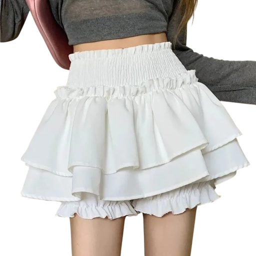 Mini spódniczka damska z wysoką gumką w pasie Stylowa krótka spódniczka z falbankami Letnia spódnica do miasta Spódnica casualowa dla kobiet