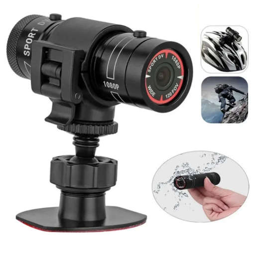 Mini sportcamera Full HD 1080P waterdichte actiecamera met helmbevestiging voor fiets, motorfiets, buitencamera, kleine camera voor sport