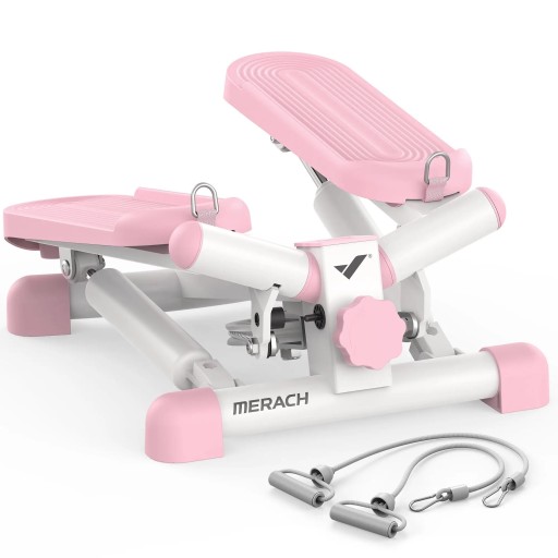 Mini stepper con cilindro hidráulico y ángulo de 38° Dimensiones 35,4 x 33,9 x 18,2 cm Capacidad 150 kg Rosa-blanco Para ejercicio en casa de piernas y glúteos
