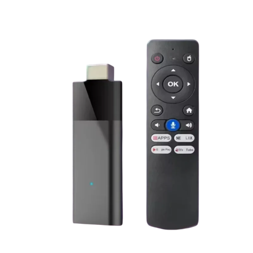Mini stick TV Android 14, 2+16GB, HDMI 8K, Bluetooth 5.2, Wi-Fi 2.4/5GHz, control vocal Quad Core, ATV, Smart TV, MP4, MOV, VOB, divertisment acasă