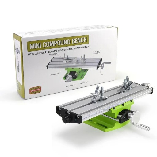 Mini stolní křížový posuvný pracovní stůl 310x90mm Nastavitelný pracovní stůl pro vrtačku frézku dílenské práce dřevo kov