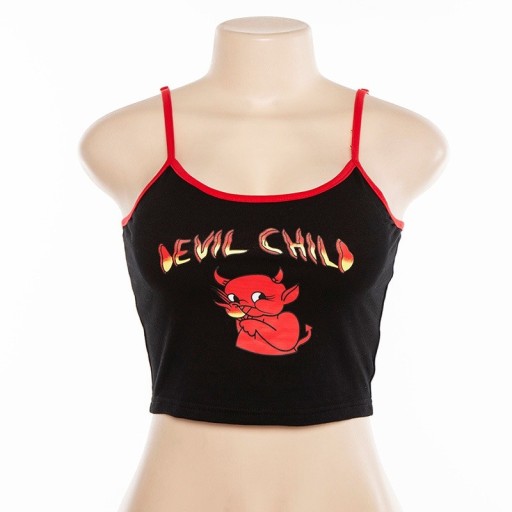 Mini tanktop med djævleprint til kvinder