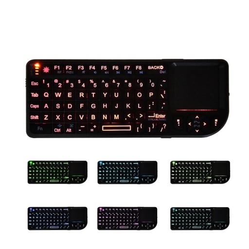 Mini tastatură fără fir iluminată din spate cu touchpad