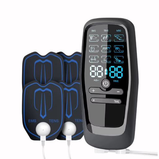 Mini TENS EMS elektrostimulátor pentru mușchi 9 moduri 19 niveluri de intensitate ecran LCD negru aparat de masaj acupunctural pentru dureri