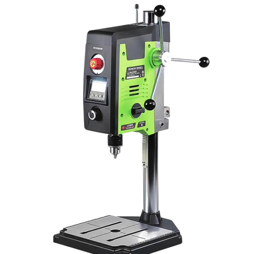 Mini trapano da tavolo 800W 1,5–13 mm con regolazione della velocità 200–2500/min Corsa di lavoro 6 cm Raggio 14,7 cm Corpo in metallo Foratura