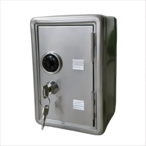 Mini trezor s klíčem a otočným číselným zámkem, 10×12×18 cm, korozivzdorný kovový plášť, kompaktní úschova cenností