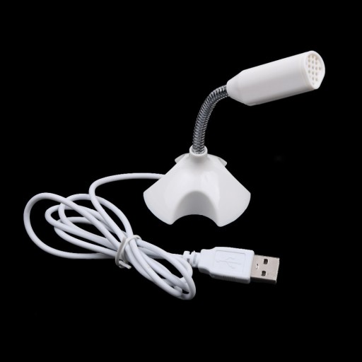 Mini USB-mikrofon med stativ - Hvid