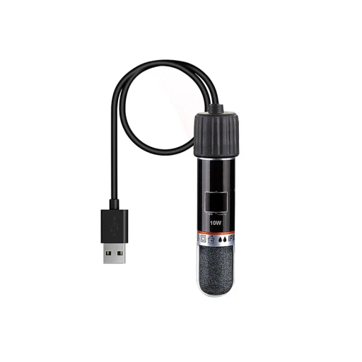 Mini USB ohřívač do akvária 10W Automatický termostat 26 °C Ponorný ohřívač s ochranou pro malé nádrže do 2,5 l Bez displeje 5V 2A