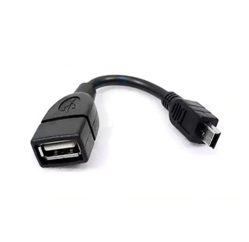 Mini USB uros - USB-A naaras -adapteri lyhyellä kaapelilla, noin 10 cm Liittämiseen laitteille, joissa on USB-A-liitin, Mini USB-porttiin Musta