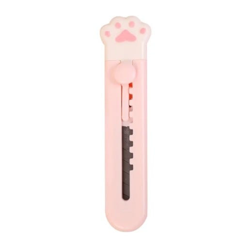 Mini vágókés 9,2 cm mancs motívummal Rózsaszín Fehér Fekete Szín Aranyos irodai kés papírhoz Csomagolás Iskolai kellékek Biztonságos