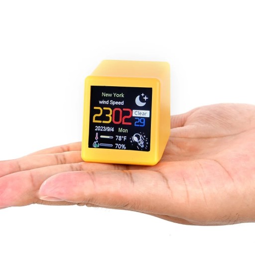 Mini WiFi Wetterstation 45 x 35 x 40 mm Tragbares Display Thermometer Hygrometer Uhr Wecker Tischdigitale Wetterstation Wohnungsdekoration