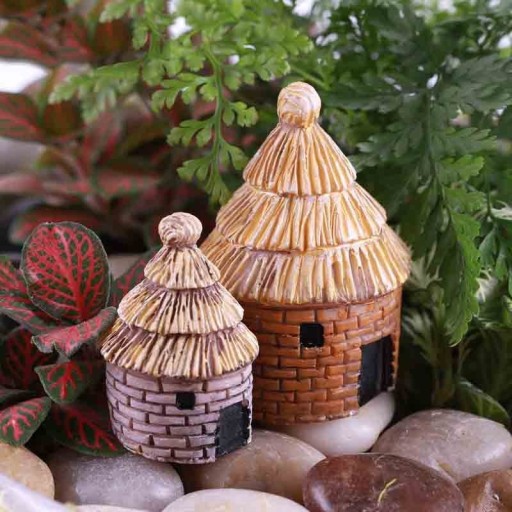 Miniature decorative houses 2 pcs