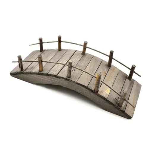 Miniaturní dřevěný obloukový most 1:12 10,5 x 4 cm Dekorace s zábradlím pro domeček pro panenky dioráma a miniaturní zahradu