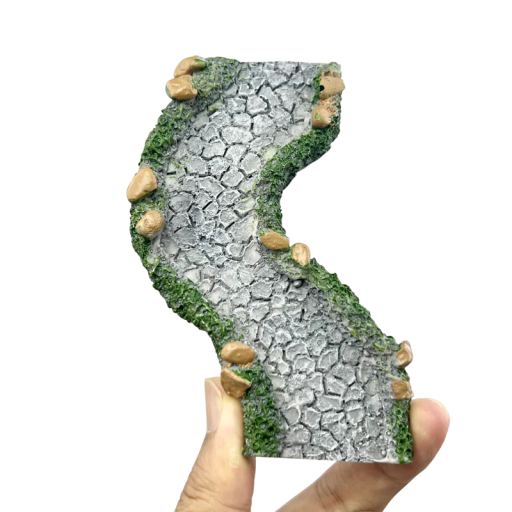 Miniaturní kamenná cestička 11 x 4,5 cm  Zakřivená zahradní stezka z pryskyřice Dekorace pro miniaturní zahrady a modelářství