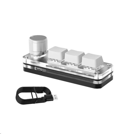 Miniaturowa klawiatura mechaniczna z 3 klawiszami i pokrętłem, podświetleniem RGB, programowaniem makr, klawiaturą do gier USB, przełącznikami czerwonymi do Photoshopa
