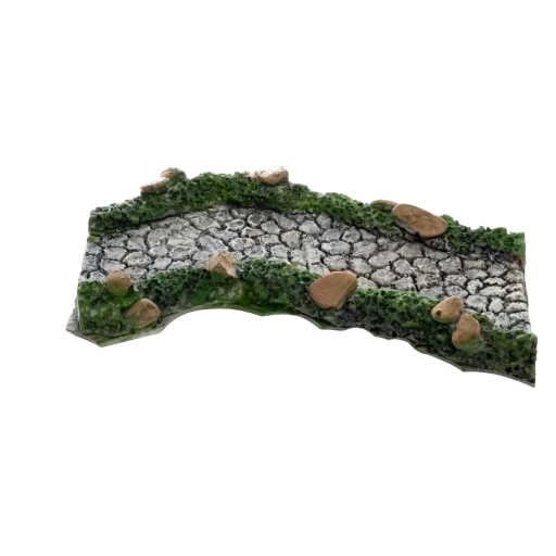 Miniatuur stenen pad 11 x 4,5 cm Gebogen tuinpad van hars Decoratie voor miniatuurtuinen en modelbouw