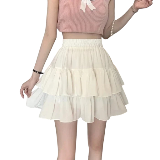 Minifalda corta de corte A con volantes, estilo plisado con cintura elástica, ligera, de verano, elegante, para mujer.