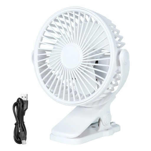Minifläkt med klämma 12,5×9×5 cm Bärbar elektrisk fläkt med USB-laddning 180° rotation Justerbara hastigheter Bordsfläkt