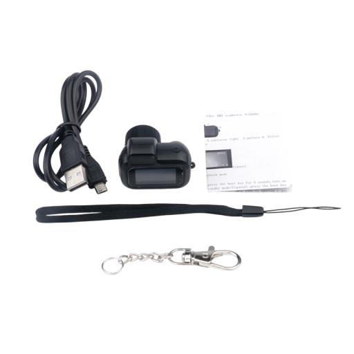 Minikamera mit 0,96&quot;-Display 1080p 30fps Video 3760x2128p Foto 200mAh Akku 100 Minuten USB-Gurt Schlüsselanhänger Micro SD nicht im Packungsinhalt enthalten