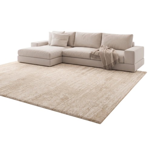 Minimalist Rug Rectangular With Melange Pattern 160 x 80 cm Polyester Beige For Living Room and Bedroom Bedside Mat