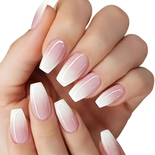 Minimalistische collectie 24 stuks kunstnagels Coffin vorm Middellange lengte Acryl ombré ontwerp Plak tips voor handen