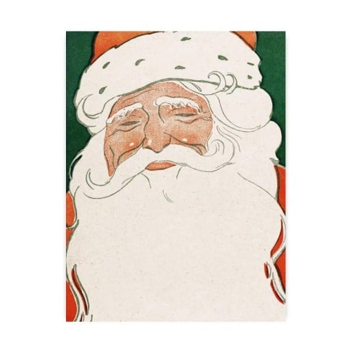 Minimalistisk vægplakat Santa Claus 30 × 40 cm lærredstryk grøn baggrund julemotiv indretningsdekoration uden ramme