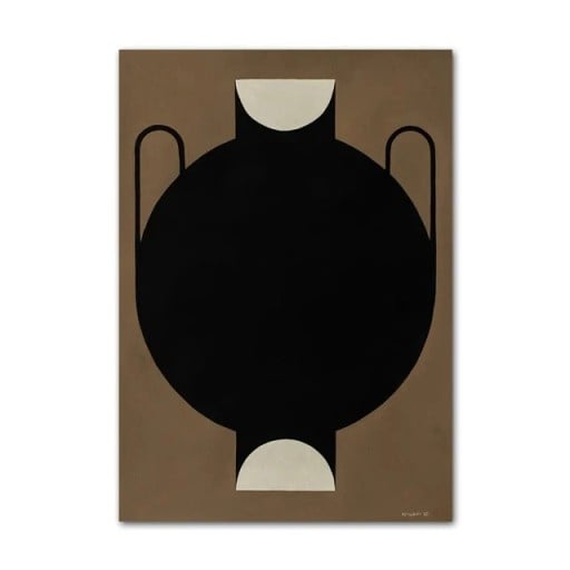 Minimalistisk vægplakat sort vase geometrisk motiv 40 × 60 cm tryk på lærred brunt baggrund moderne indretning uden ramme