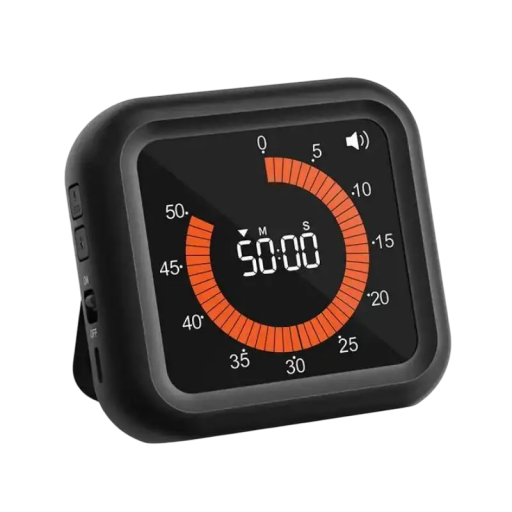 Minuteur de cuisine silencieux intelligent avec compte à rebours visuel Minuteur analogique rechargeable USB pour enfants et adultes Heure Minute Seconde