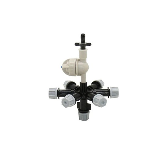 Mistdruppel 7-in-1 met verstelbare koppen 10,2 cm ABS kunststof zwart met externe schroefdraad 6mm voor kas, tuin en irrigatie van zaailingen