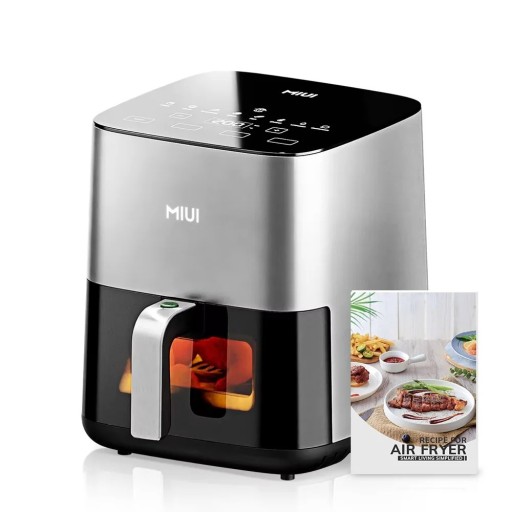 MIUI Heißluftfritteuse, elegante ölfreie Fritteuse mit transparentem Fenster und Touchpanel, modernes Küchengerät